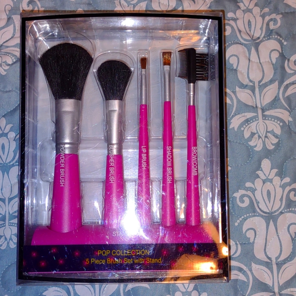 Pop collection 5 piece brush set with stand